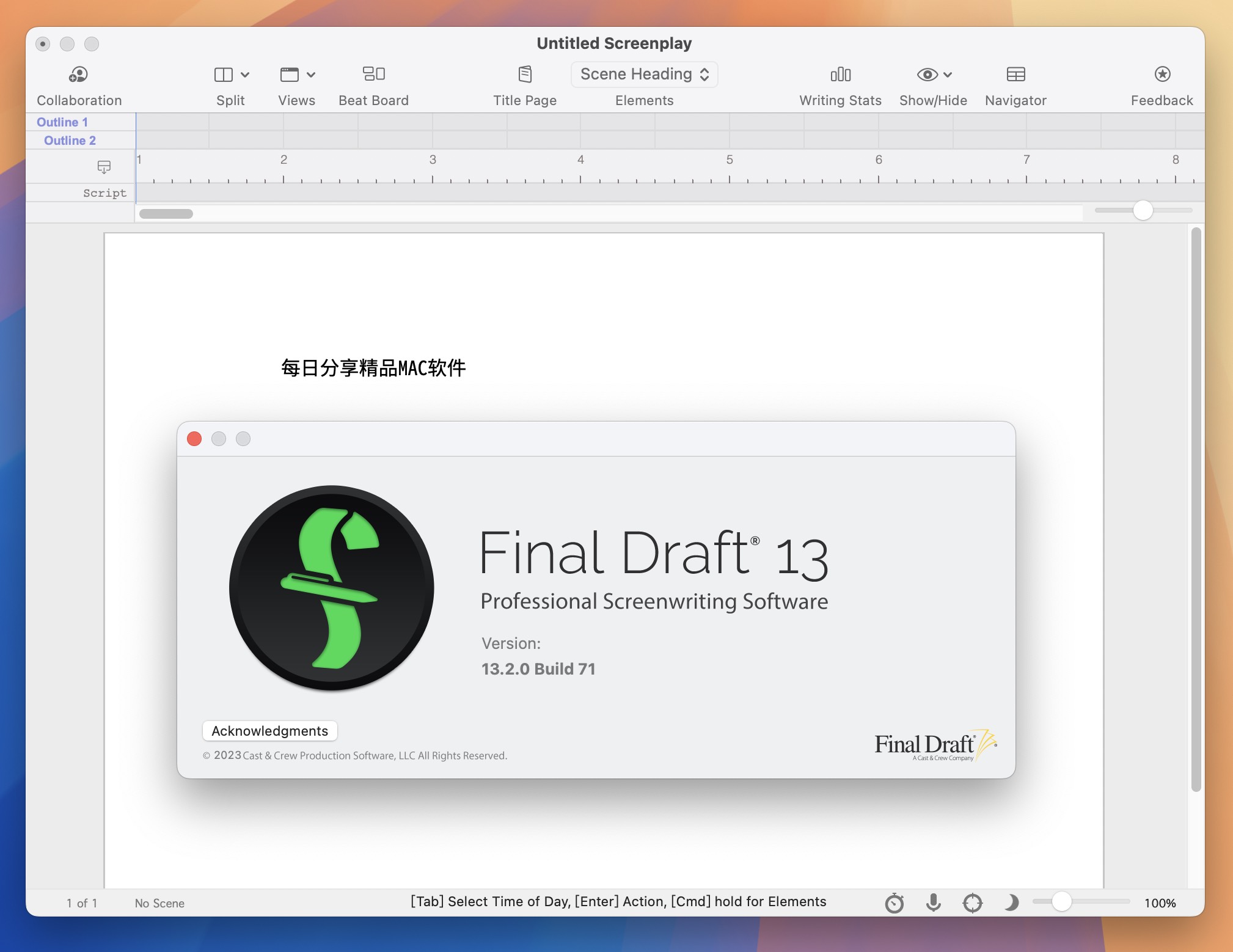 Final Draft 13 for Mac v13.2.0 剧本写作软件 免激活下载-1